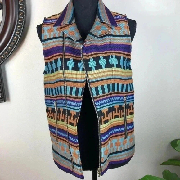 MSGM Women’s Cross Zip Sleeveless Multicolor Vest Size 38 Made in Italy - Picture 7 of 16